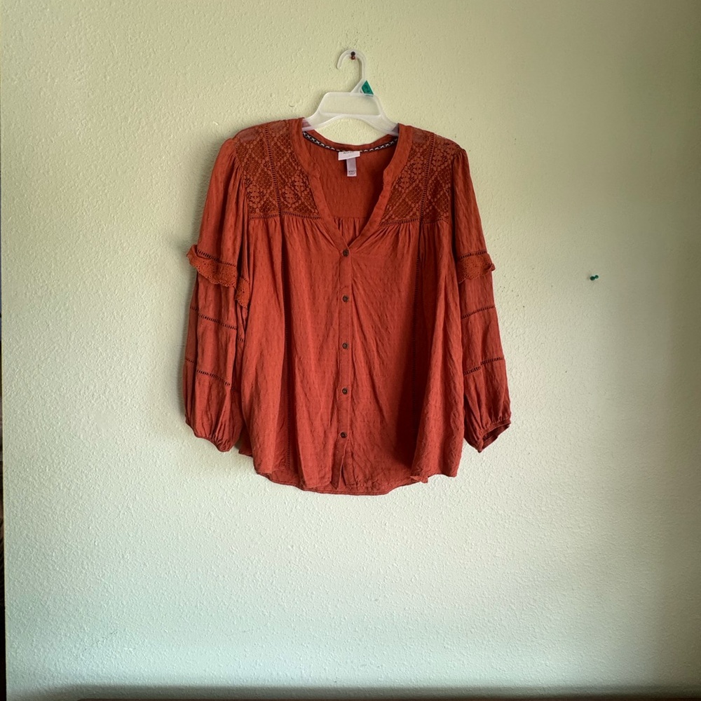 Knox Rose Terracotta Lace Blouse